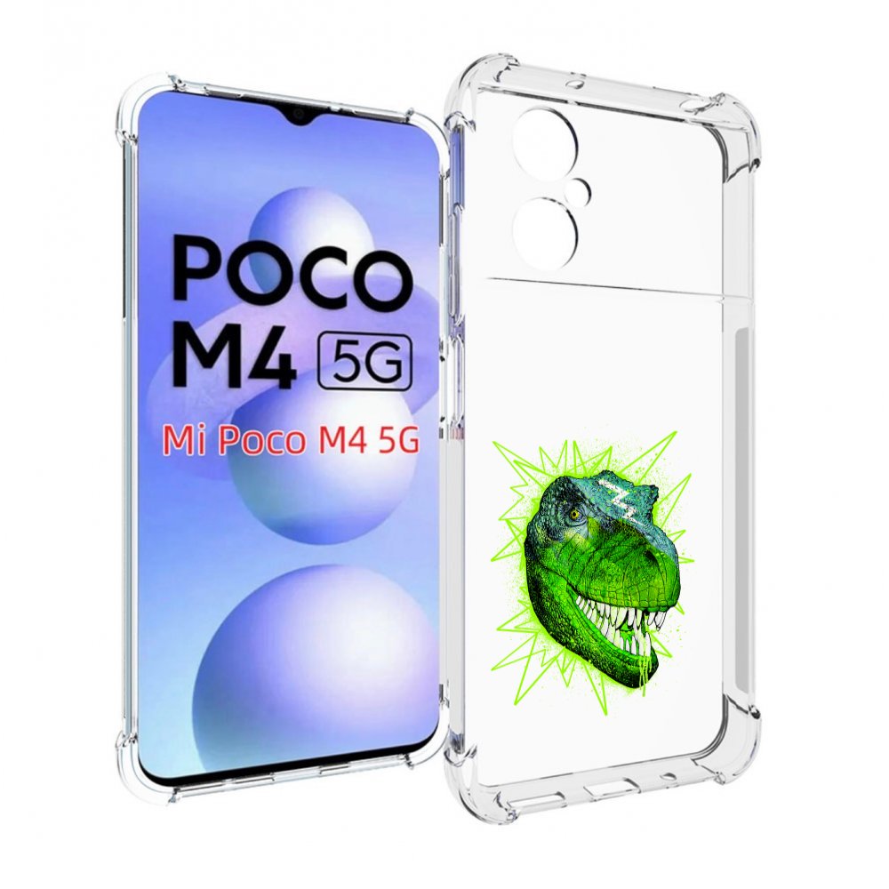 

Чехол MyPads зеленый динозавр для Xiaomi Poco M4 5G, Прозрачный, Tocco