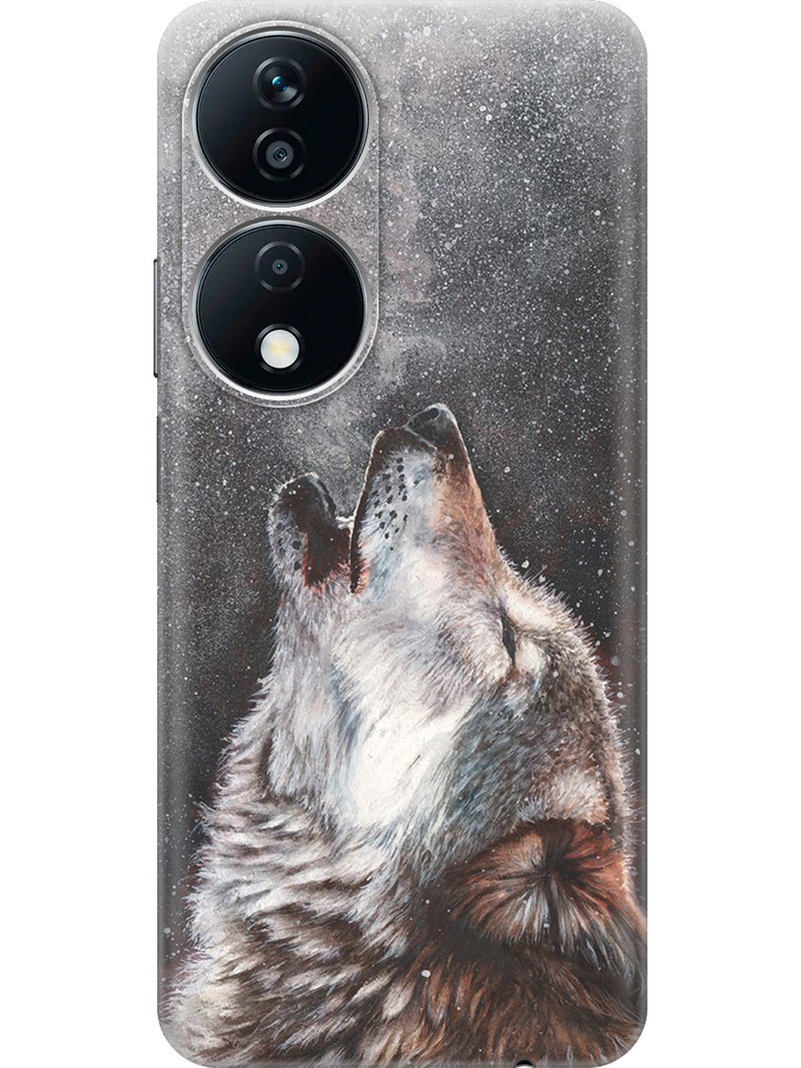 

Силиконовый чехол на Honor X7b с принтом "Морозный волк", Прозрачный;серый;белый;черный, 781972113