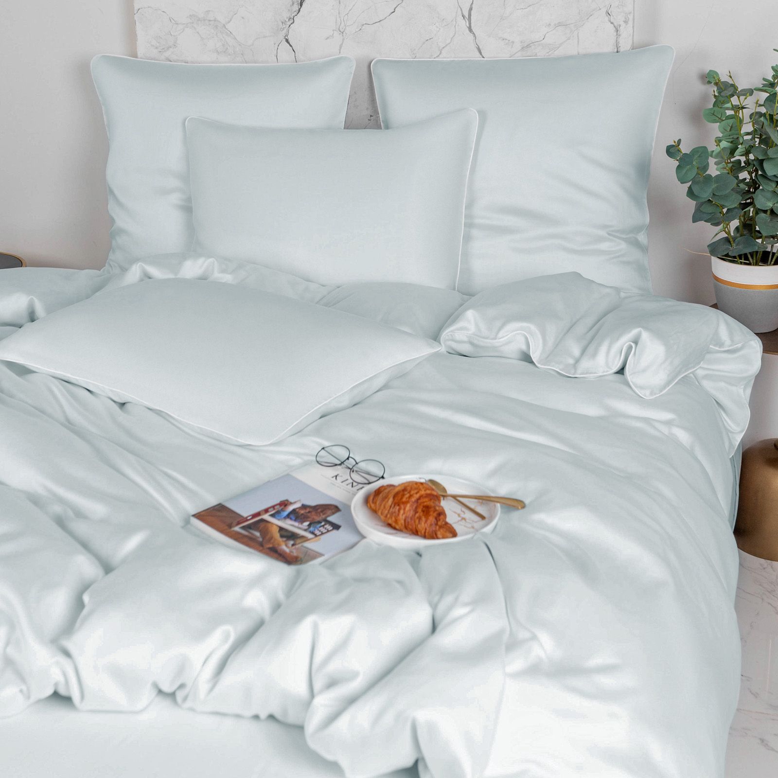 

Постельное белье Soft Box Зимняя мята Семейное тенсель простыня на резинке 160х200, RST-KPB-160-4