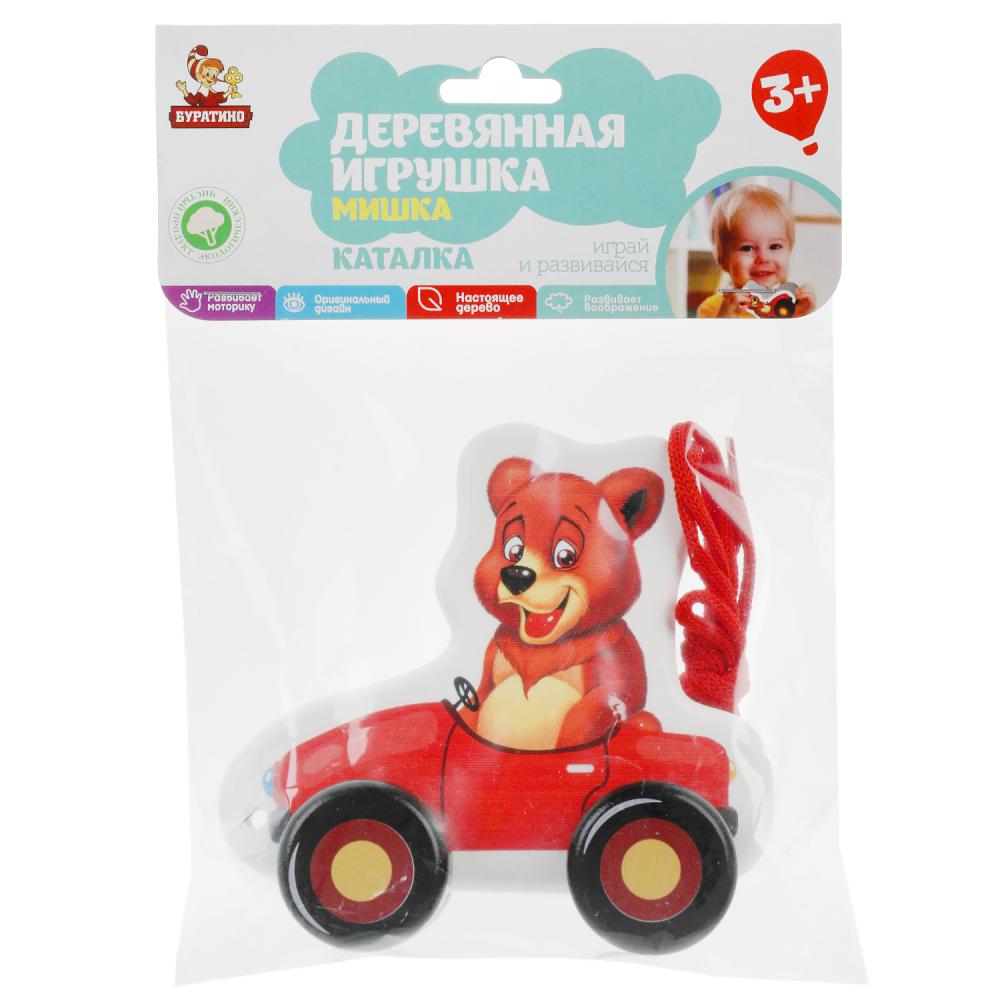 фото Игрушка деревянная каталка мишка 12 см, тм буратино kt-m-01