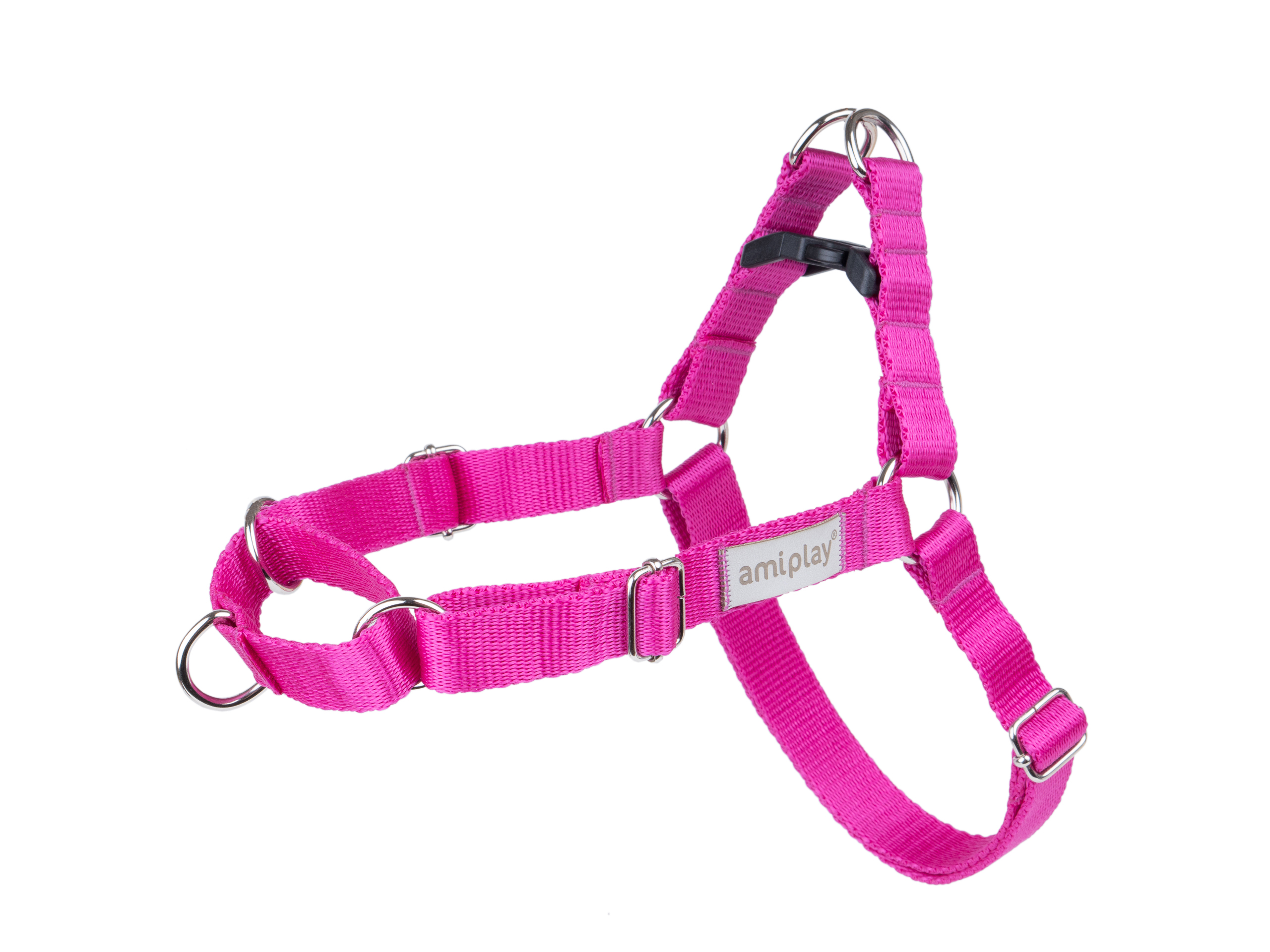 Шлейка для собак регулируемая AmiPlay Samba L 55-75/2,5 см, розовая