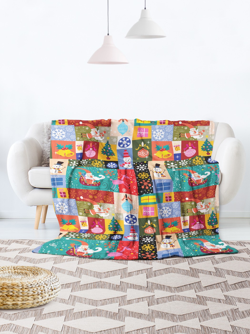 

Большой плюшевый плед 150x200 из микрофибры (велсофт) Ambesonne Праздник в красках, Праздник в красках