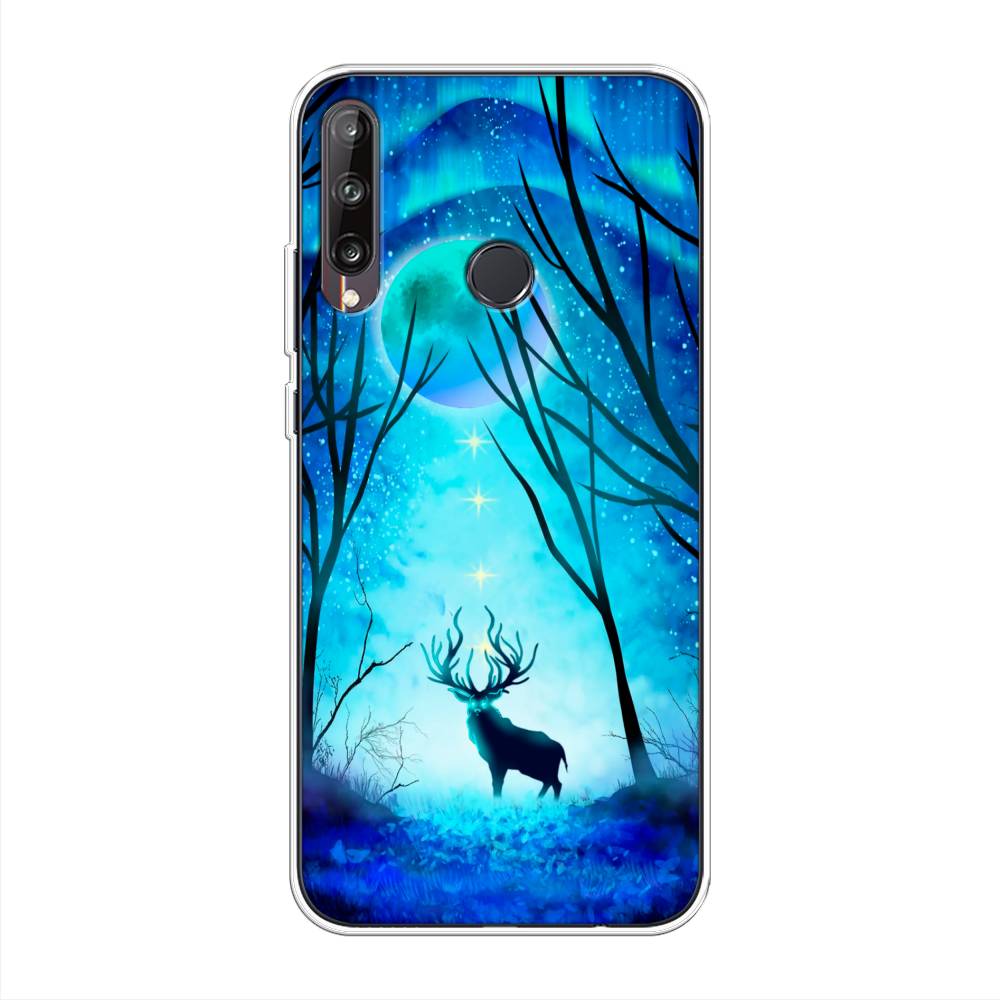 

Чехол на Huawei Y7p/P40 Lite E/Honor 9C "Олень северное сияние", Синий;черный;голубой, 6103350-1