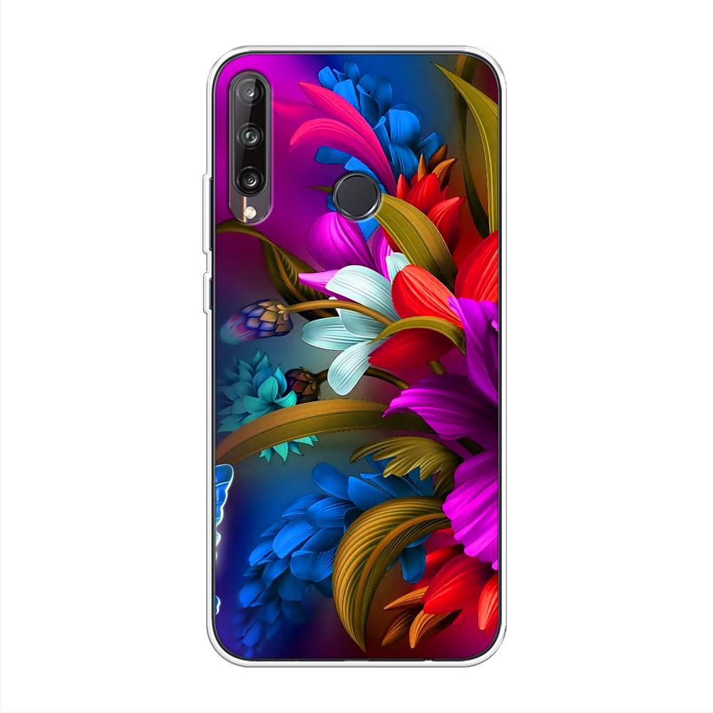 

Чехол на Huawei Y7p/P40 Lite E/Honor 9C "Фантастические цветы", Фиолетовый;красный;синий, 6103350-2