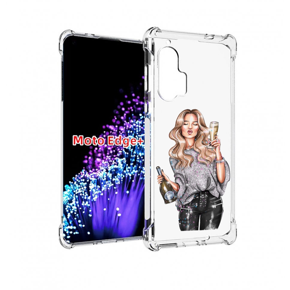 

Чехол MyPads красивая-любительница-шампанского женский для Motorola Edge+ Plus, Прозрачный, Tocco