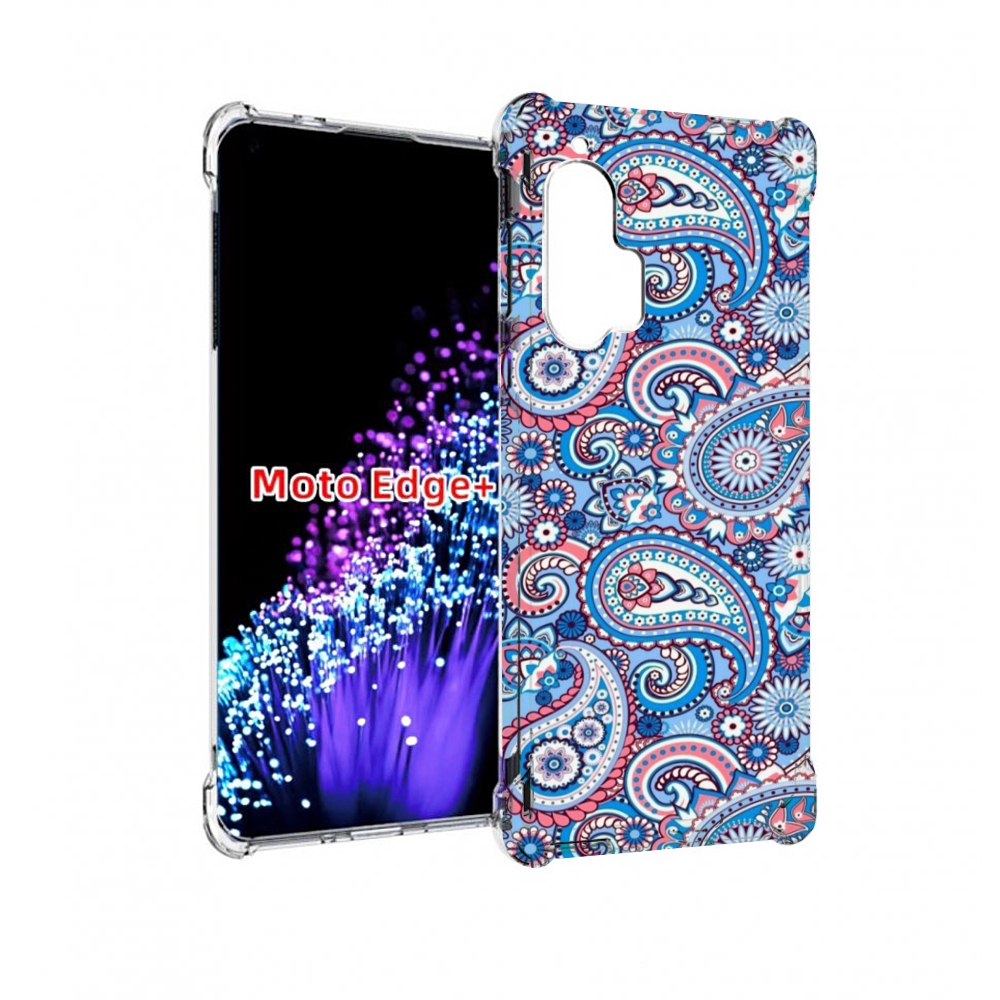 

Чехол MyPads красивый голубой арнамент для Motorola Edge+ Plus, Прозрачный, Tocco