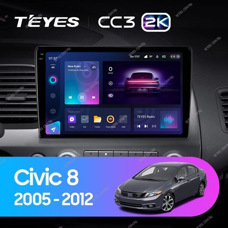 Автомобильная магнитола Teyes CC3 2K 432 Honda Civic 8 FK FN FD 2005-2012 3880000₽