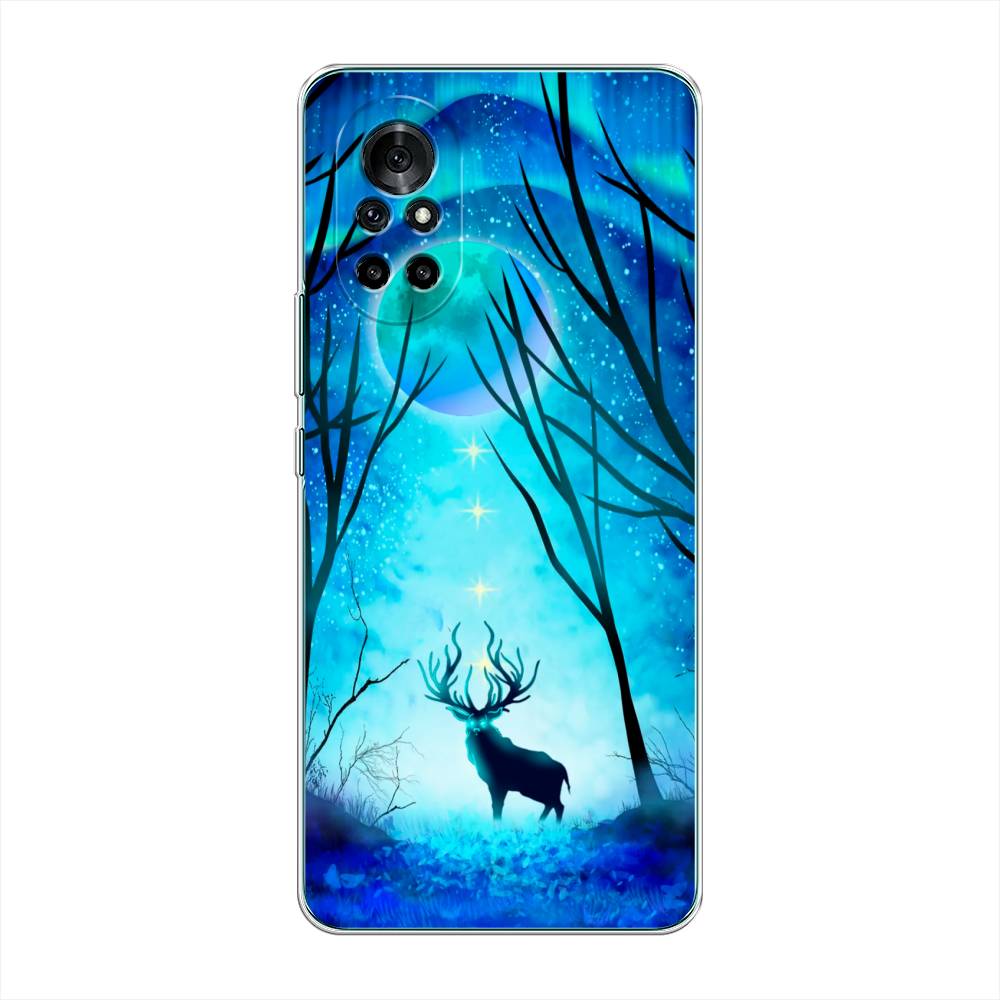 

Чехол на Honor V40 Lite/Huawei Nova 8 "Олень северное сияние", Синий;черный;голубой, 6105150-1