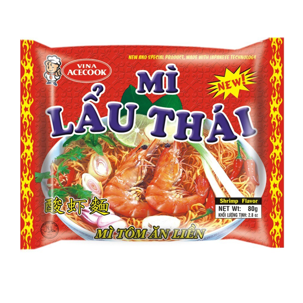 

VINA ACECOOK MI Lau Thai Лапша быстрого приготовления со вкусом креветки, 83г