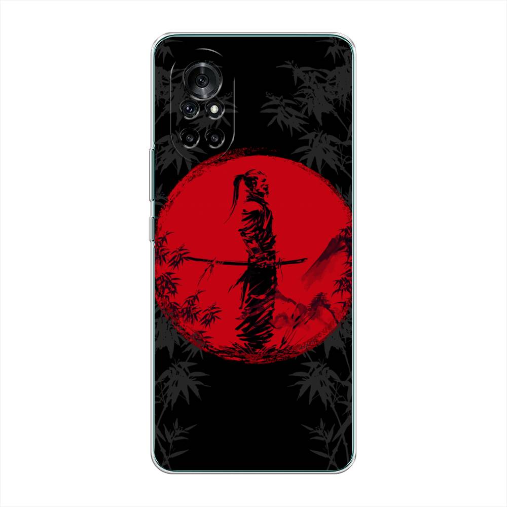 

Чехол на Honor V40 Lite/Huawei Nova 8 "Самурай на красном фоне", Черный;красный;серый, 6105150-4