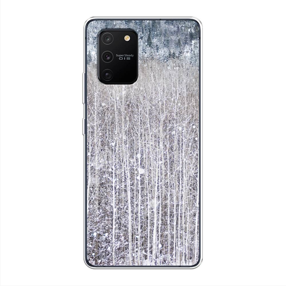

Чехол на Samsung Galaxy A91 "Снежный лес", Бежевый;серый;белый, 29950-5