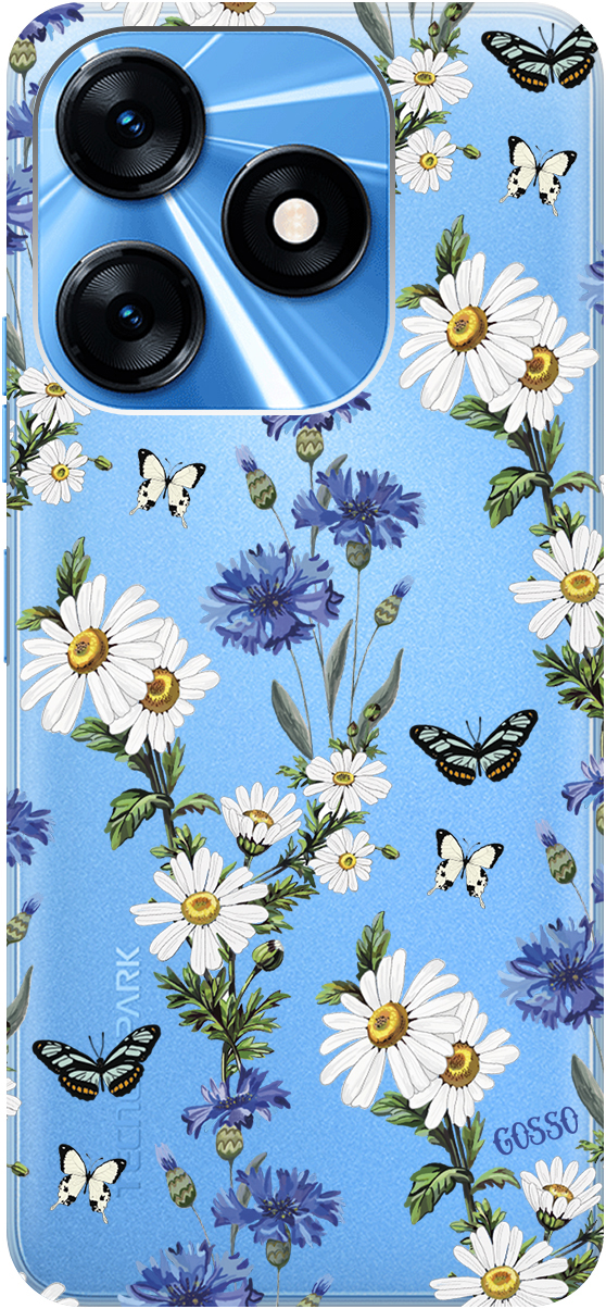 

Чехаол на Tecno Spark 10 "Hello, Camomiles" прозрачный, Прозрачный;голубой;зеленый, 159542