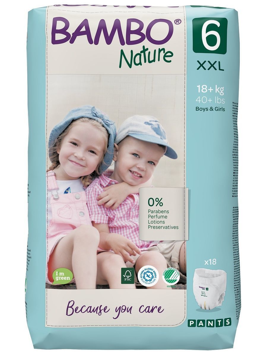 фото Подгузники-трусики детские bambo nature 6, 18 штук