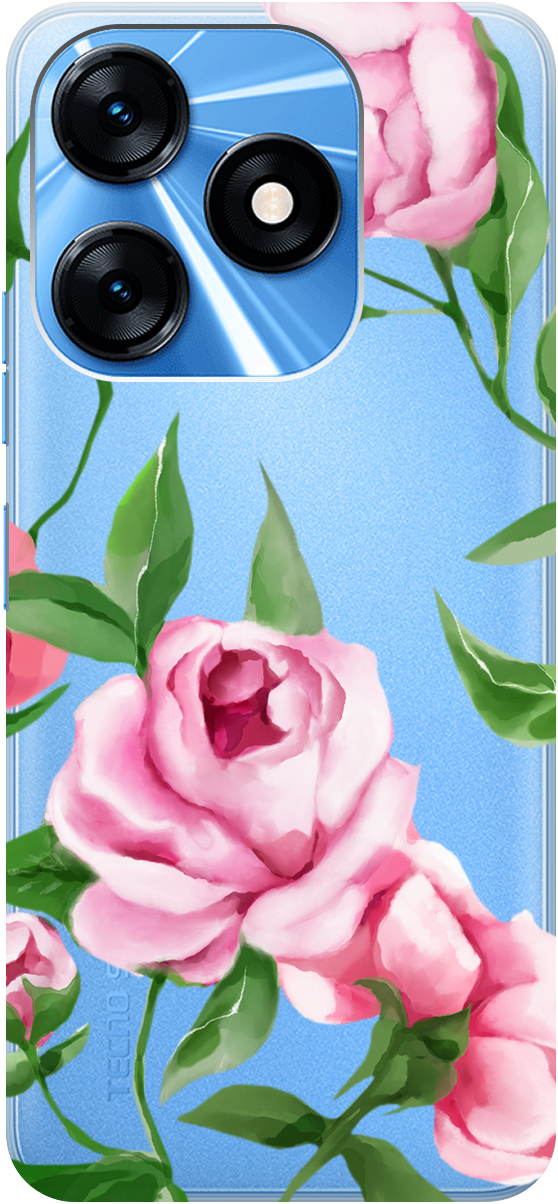 

Чехаол на Tecno Spark 10 "Amazing Peonies" прозрачный, Прозрачный;розовый, 159542