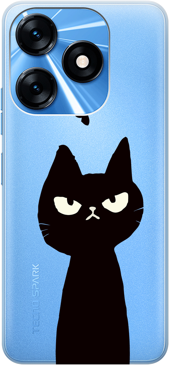 

Чехаол на Tecno Spark 10 "Disgruntled Cat" прозрачный, Прозрачный;черный, 159543