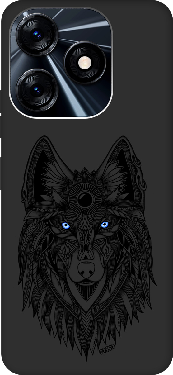 

Матовый Soft Touch Чехол на Tecno Spark 10 "Grand Wolf" черный, Черный;голубой, 159544