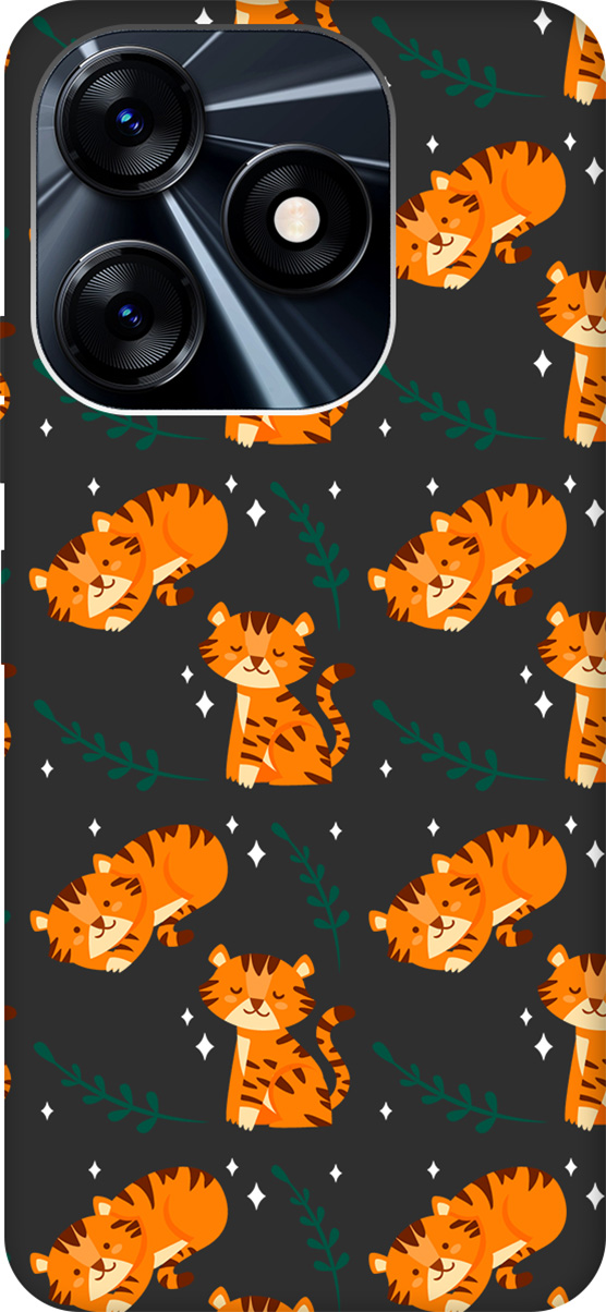 

Матовый Soft Touch Чехаол на Tecno Spark 10 "Tigers" черный, Черный;белый, 159545