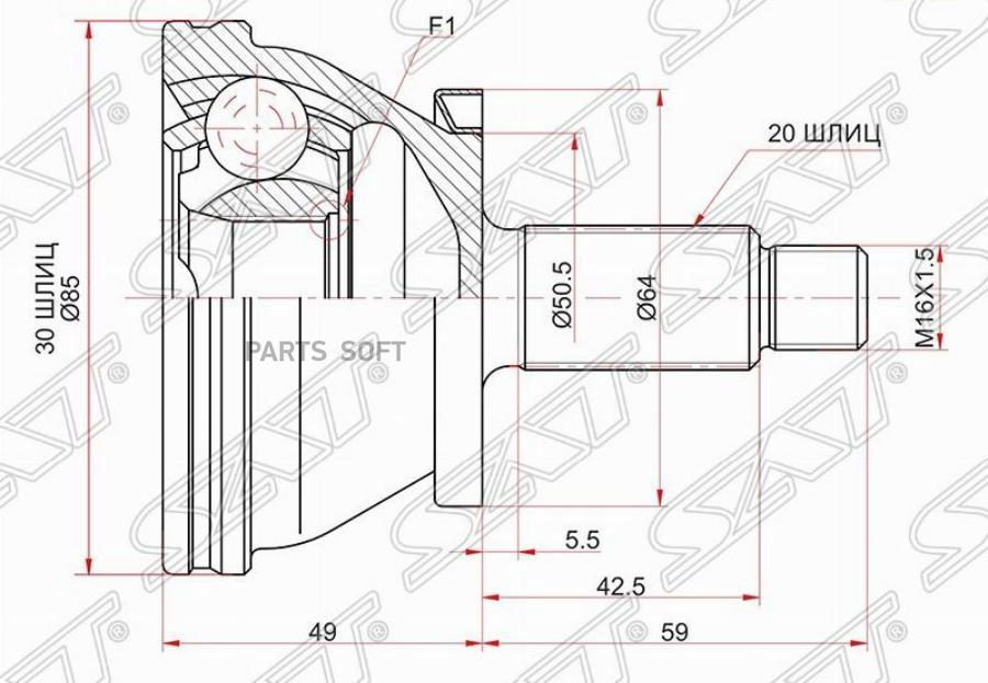 

Шрус Наружный Vag A2 00-05/Fabia 99-08 Sat арт. AD-819