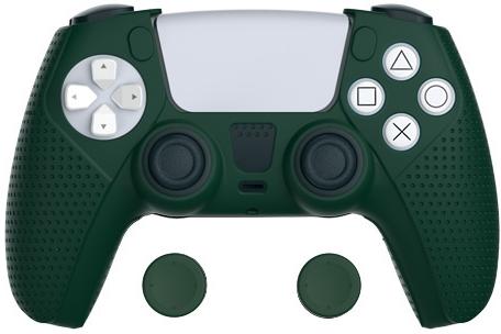 фото Силиконов чехол д/геймпада playstation dualsense + накладки на стики dobe dark green