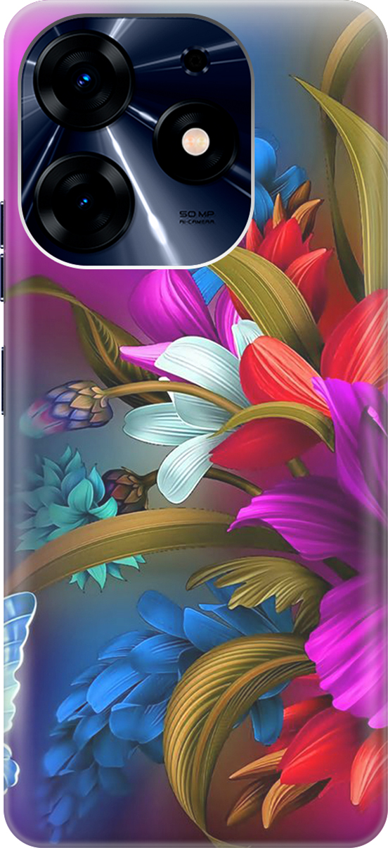 

Чехаол на Tecno Spark 10 Pro "Фантастические цветы", Зеленый;красный;фиолетовый, 159562
