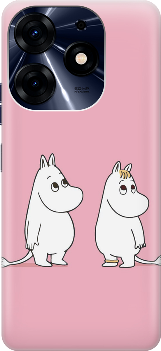 

Чехаол на Tecno Spark 10 Pro "Муми-тролли на розовом", Белый;розовый, 159560