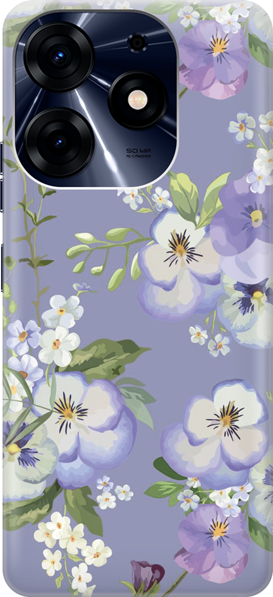 

Чехаол на Tecno Spark 10 Pro "Цветочки на синем фоне", Белый;синий, 159560