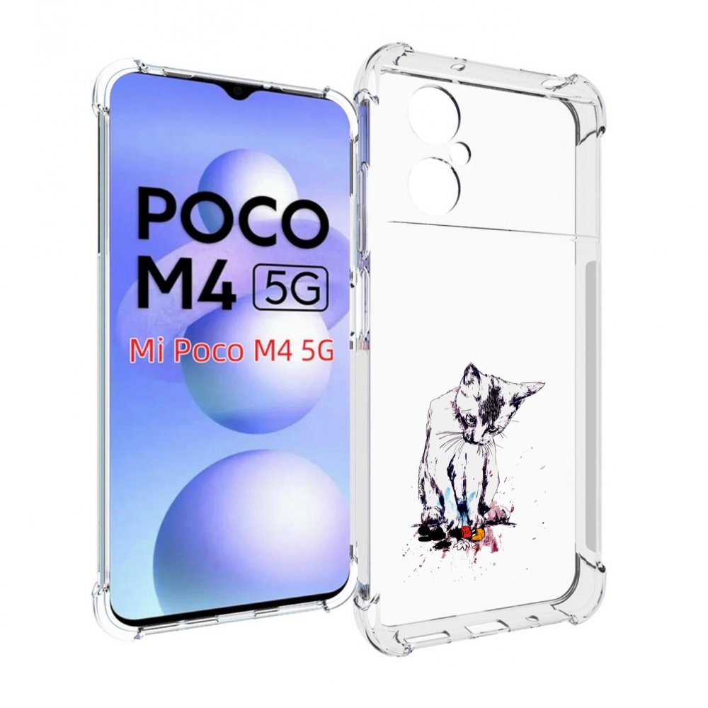 

Чехол MyPads кот и микки для Xiaomi Poco M4 5G, Прозрачный, Tocco