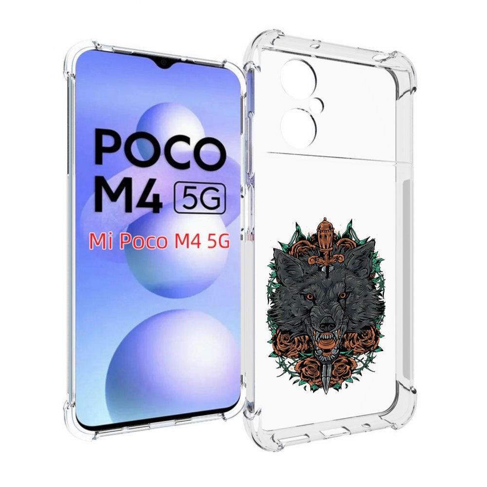 

Чехол MyPads красивый злой волк для Xiaomi Poco M4 5G, Прозрачный, Tocco