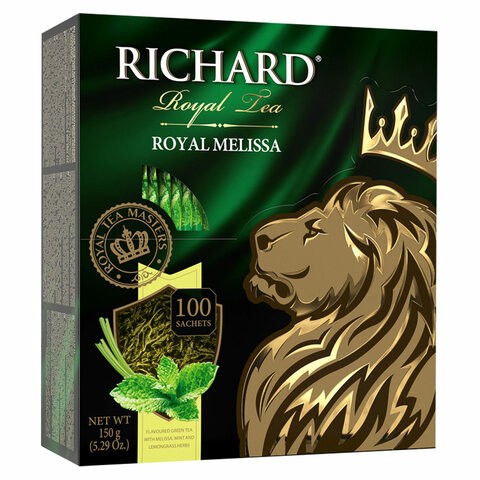 

Чай RICHARD Royal Melissa, зеленый, 100 сашетов по 1,5 г, 101427