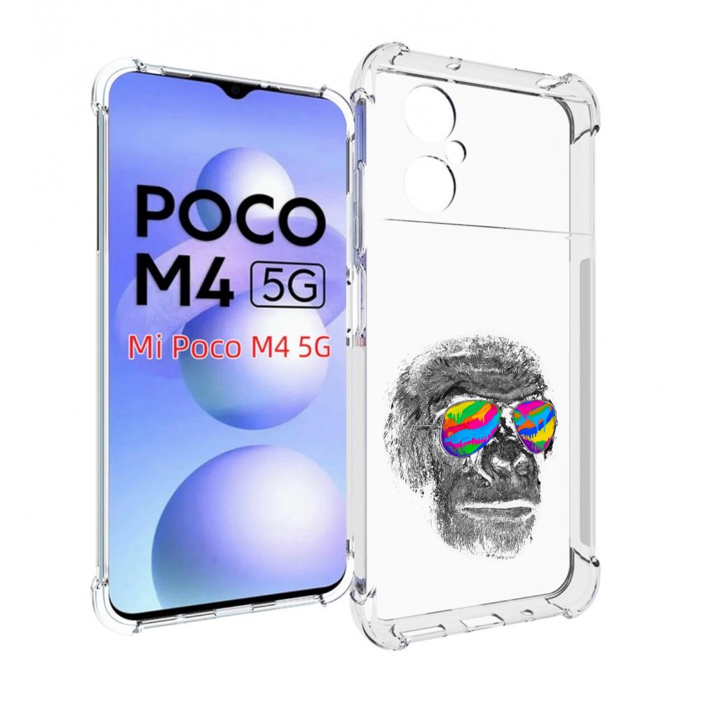 

Чехол MyPads крутая обезьяна в очках для Xiaomi Poco M4 5G, Прозрачный, Tocco