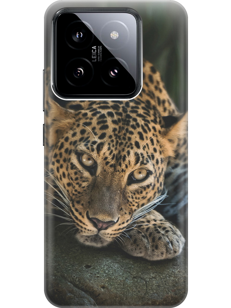 

Силиконовый чехол на Xiaomi 14 с рисунком "Загадочный леопард", Коричневый;оранжевый;черный, 20012082
