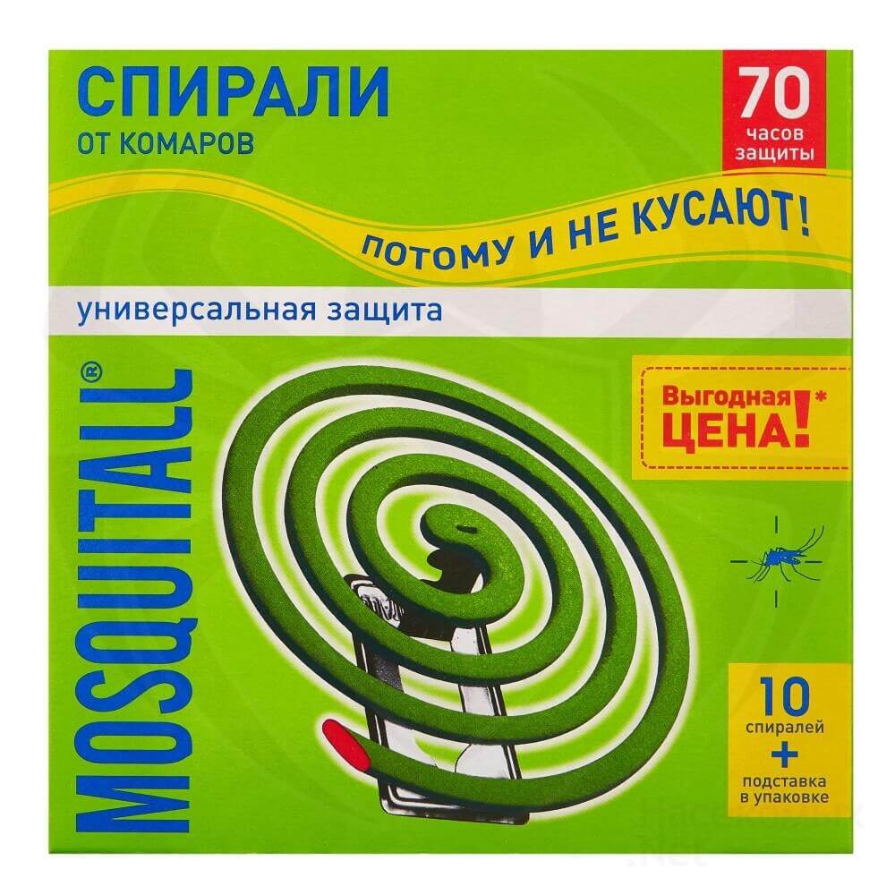 

Спирали от комаров Mosquitall 10 штук, Защита от комаров Mosqutall спирали 10 шт