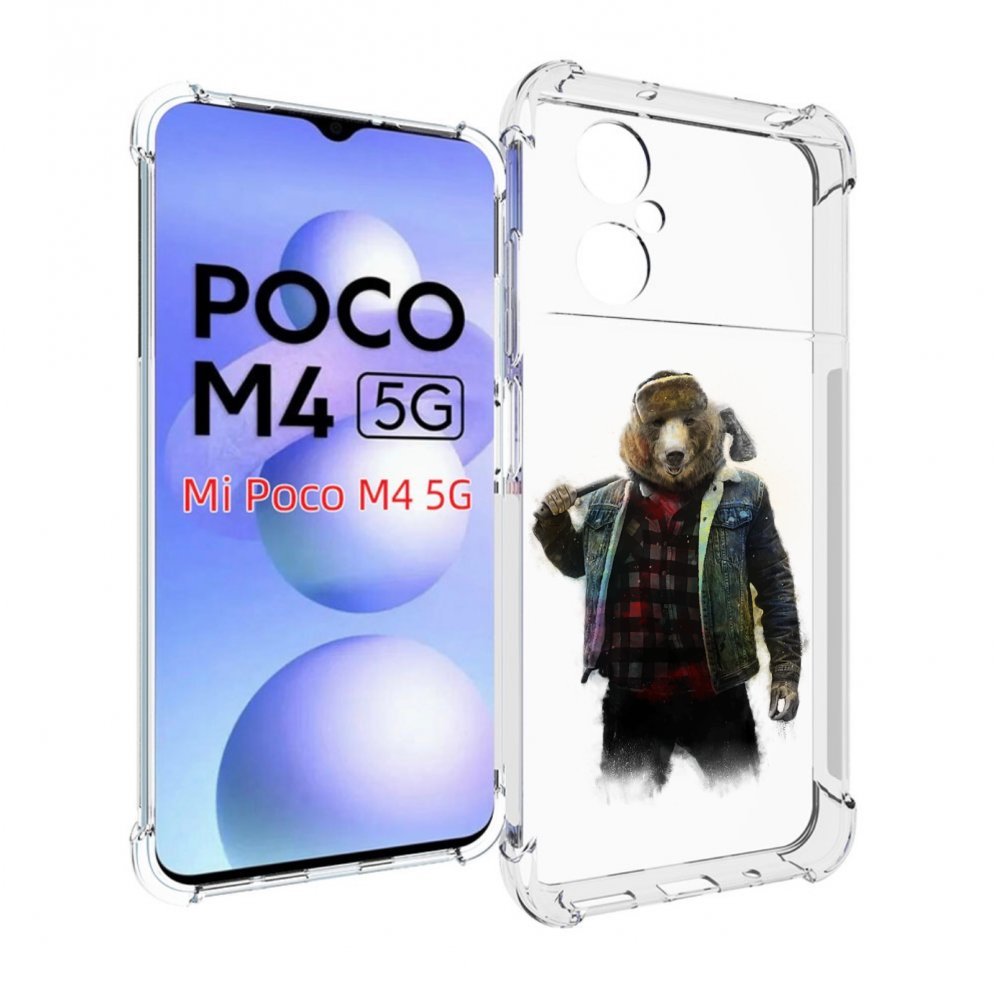 

Чехол MyPads медведь с топором для Xiaomi Poco M4 5G, Прозрачный, Tocco