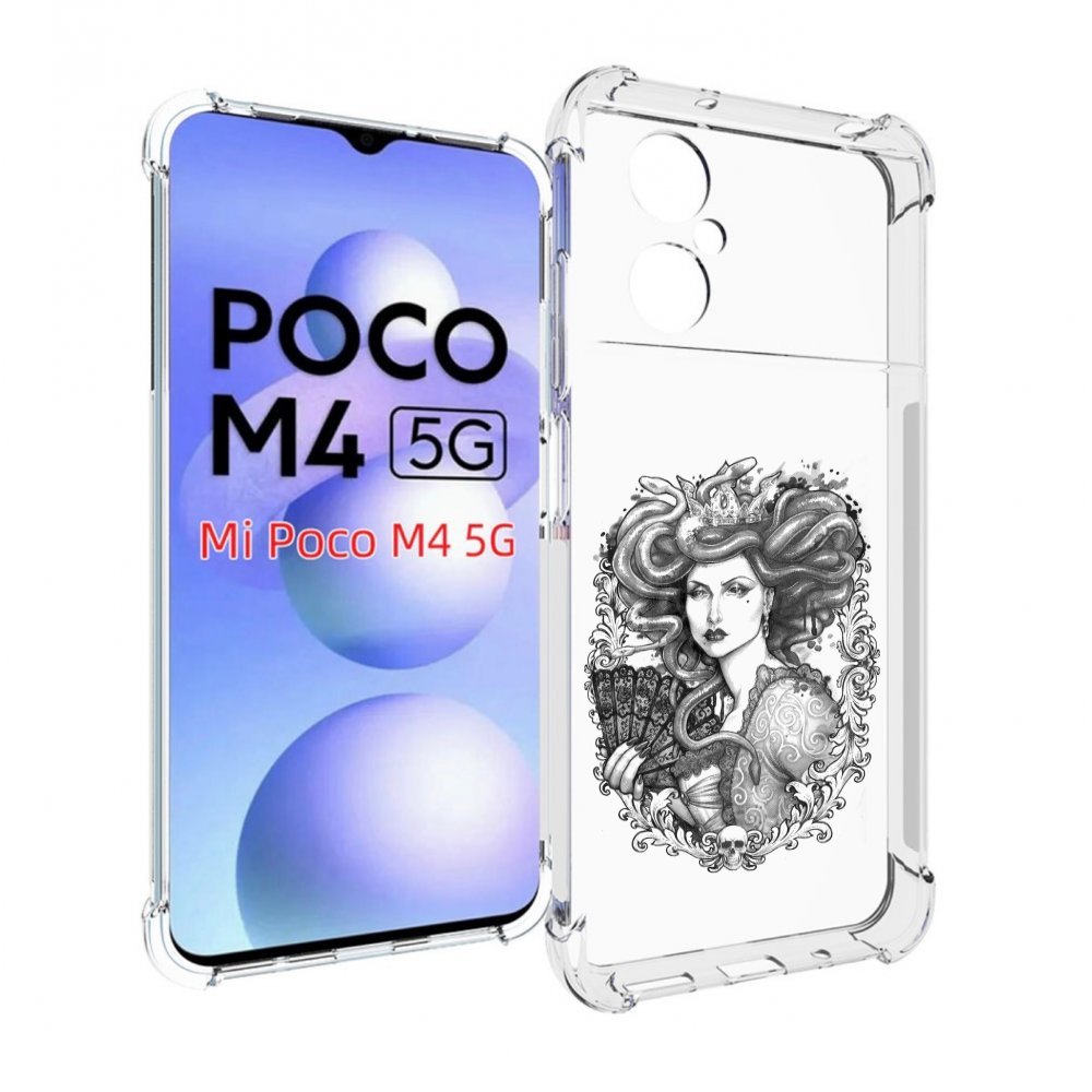 

Чехол MyPads медуза черно белый для Xiaomi Poco M4 5G, Прозрачный, Tocco