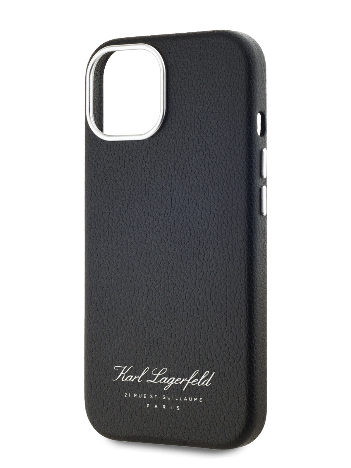 

Чехол Karl Lagerfeld для iPhone 15 с металлической рамкой вокруг камеры, серый
