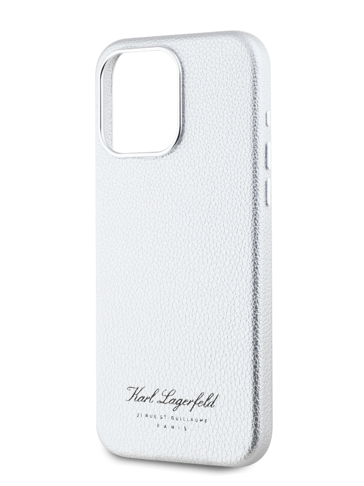 

Чехол Karl Lagerfeld для iPhone 15 Pro с металлической рамкой вокруг камеры, серый