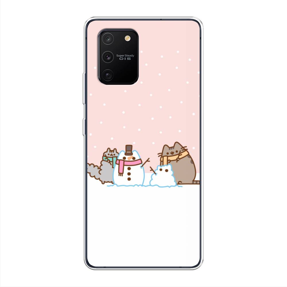 

Чехол на Samsung Galaxy A91 "Котики в снегу", Розовый;белый;серый, 29950-5