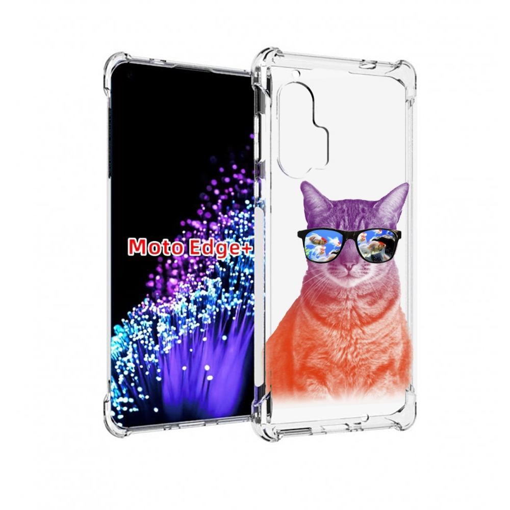 

Чехол MyPads крутой кот-2 для Motorola Edge+ Plus, Прозрачный, Tocco
