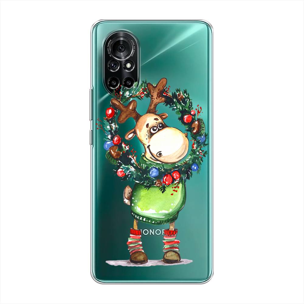 

Чехол на Honor V40 Lite/Huawei Nova 8 "Олень с новогодним венком", 6105150-4