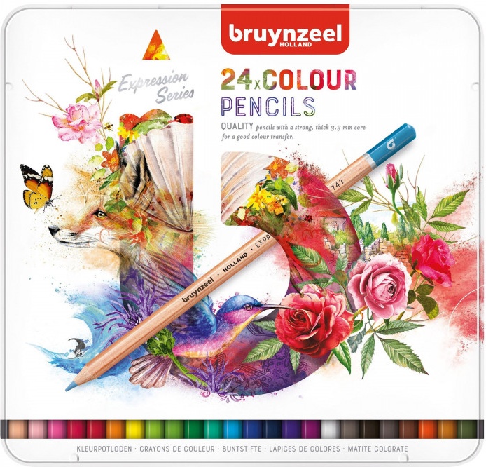 фото Набор акварельных карандашей bruynzeel expression aquarel 60313024, кисть, 24 цветов greenwich line