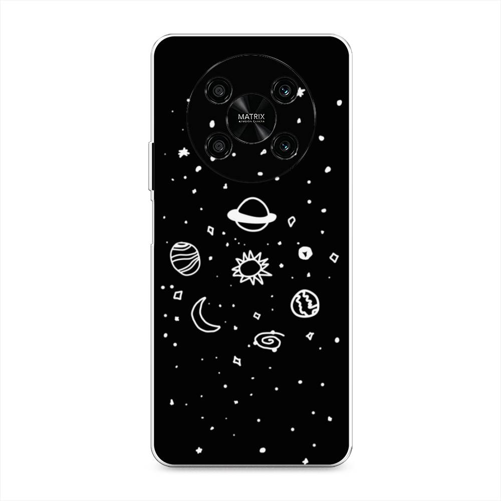 

Чехол на Honor X9 4G/Magic4 Lite 4G "Дудл солнечной системы", Бежевый;серый, 6108150-2