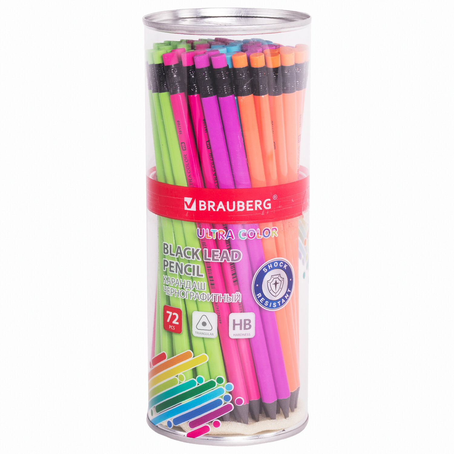 

Карандаш чернографитный BRAUBERG ULTRA COLOR HB с ластиком пластиковый 72 шт