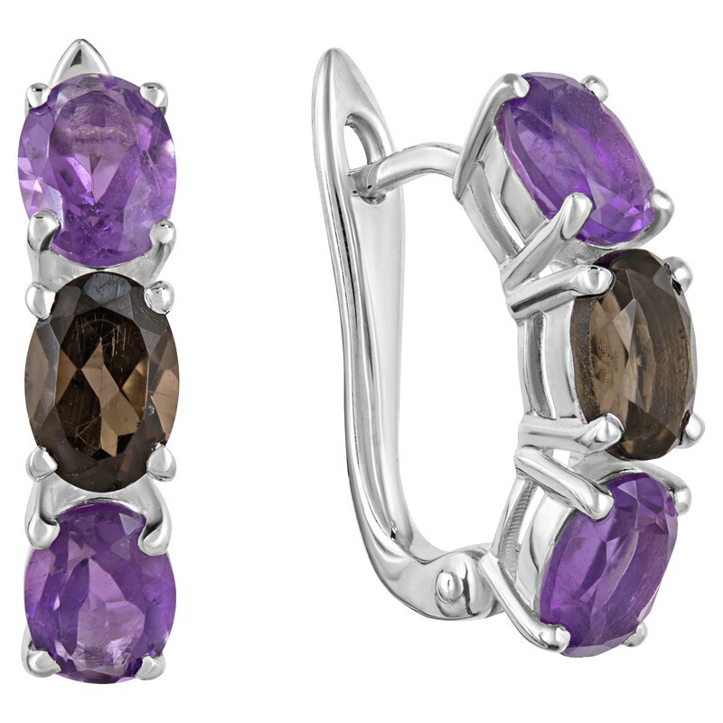 

Серьги из серебра с аметистом; раухтопазомом LAZURIT-ONLINE 8003AG, 8003AG