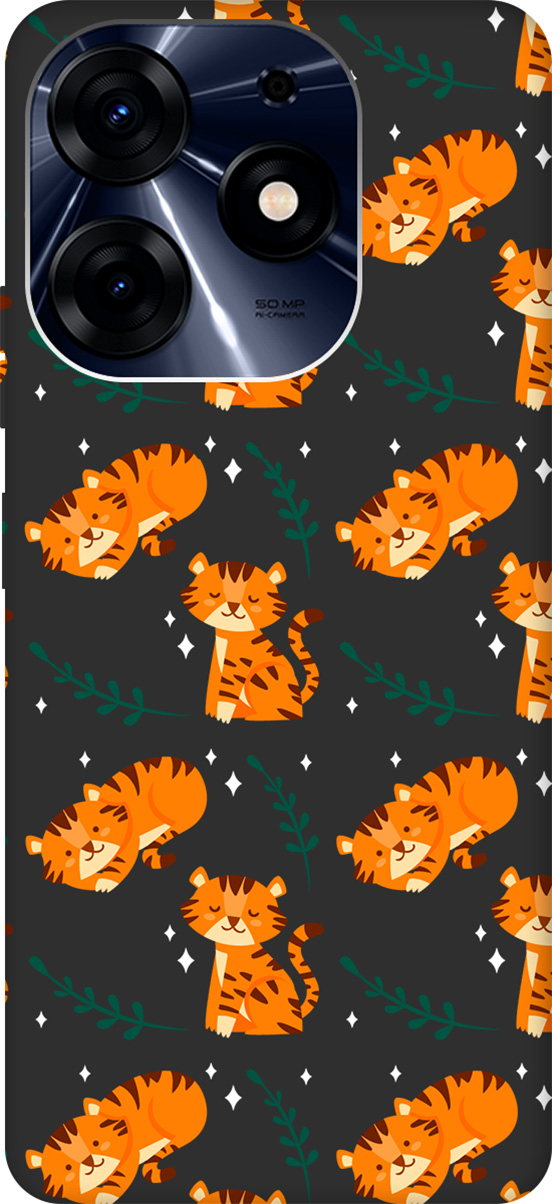 

Матовый Soft Touch Чехол на Tecno Spark 10 Pro "Tigers" черный, Черный;белый, 159567
