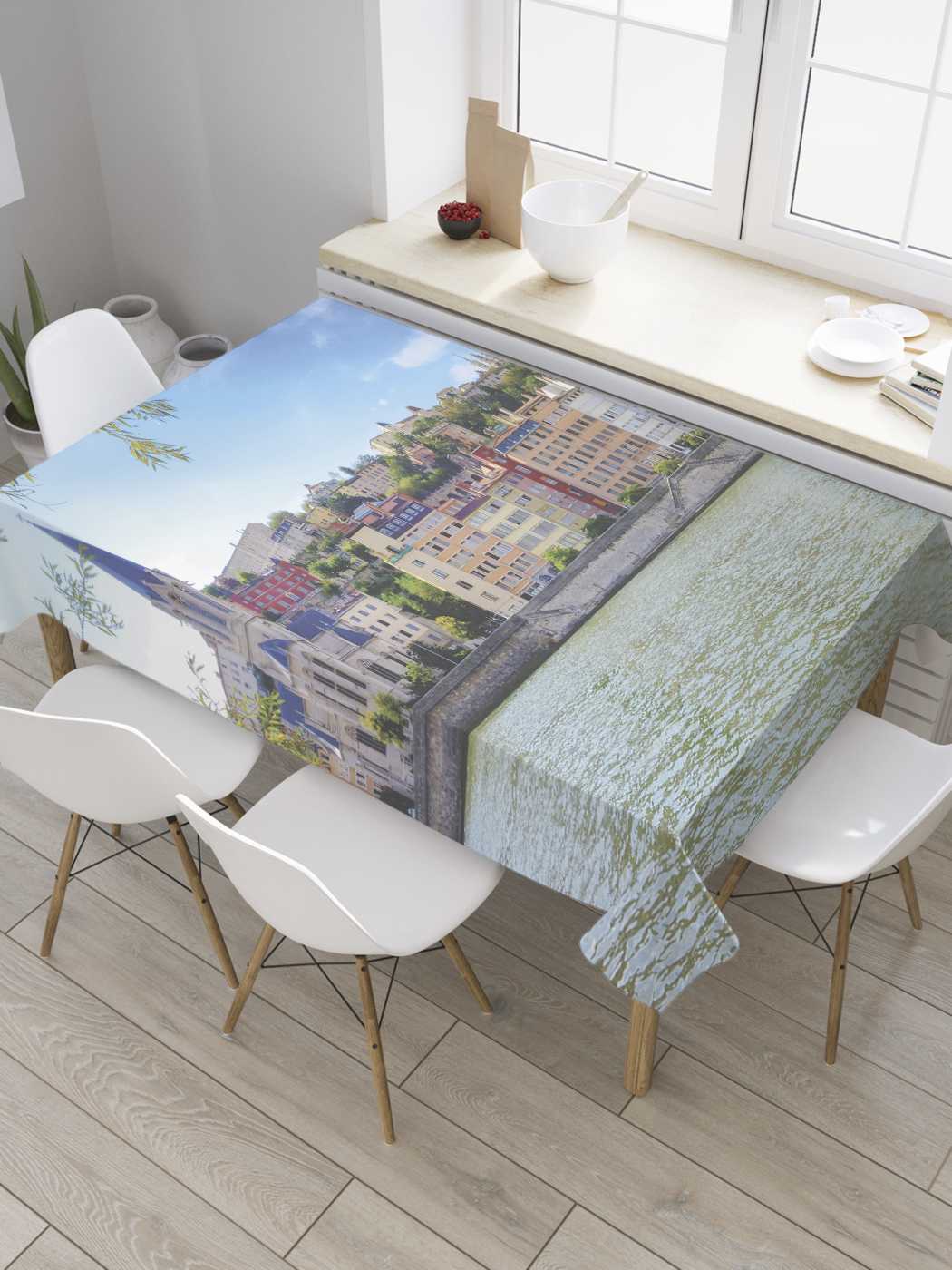 

Скатерть прямоугольная JoyArty "Французский Лион" из сатена, 120x145 см, Голубой, Французский Лион