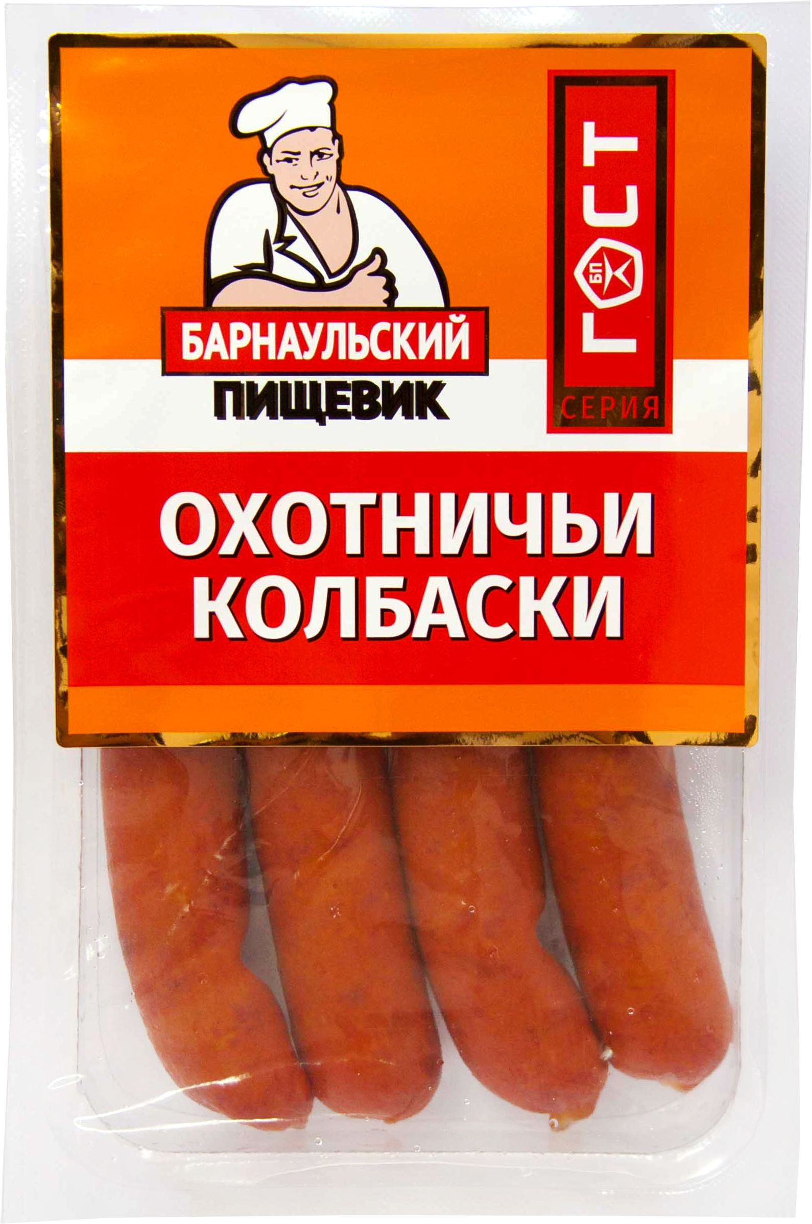 

Колбаски полукопчёные Барнаульский пищевик Охотничьи, 240 г