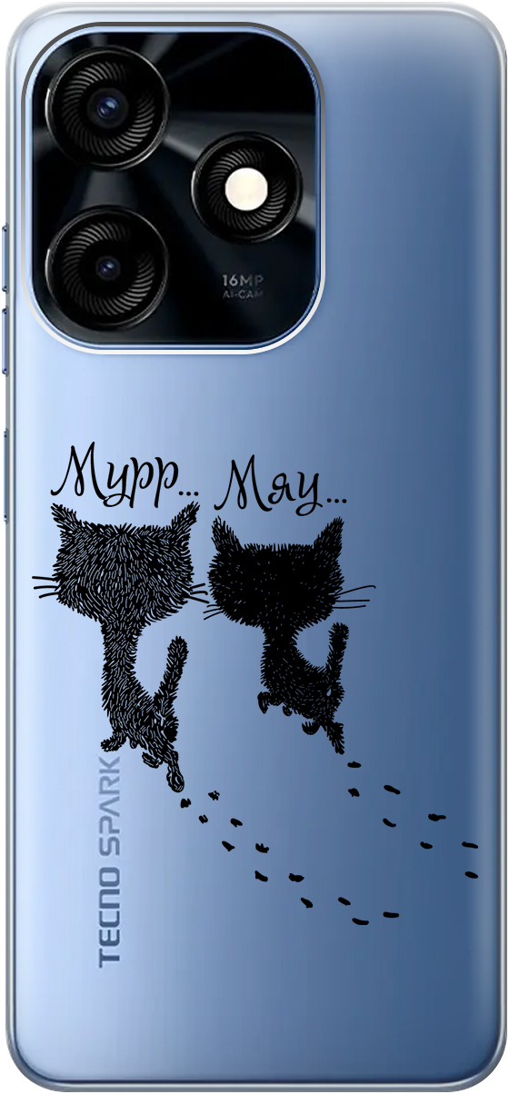

Чехаол на Tecno Spark 10C "Kittens and trails" прозрачный, Прозрачный;серый;черный, 159586