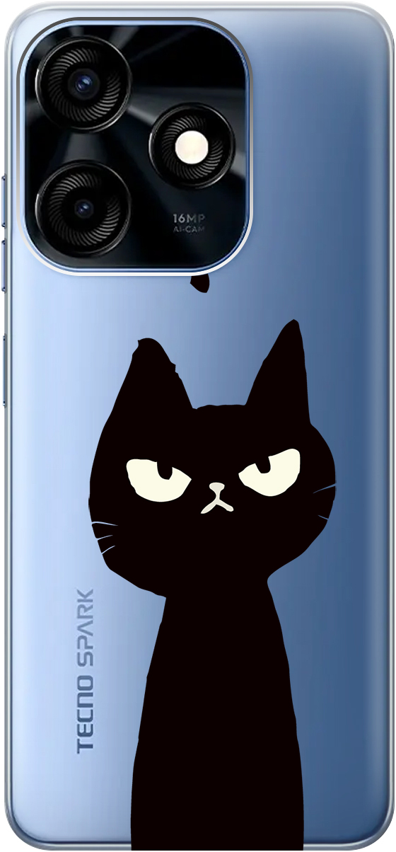 

Чехаол на Tecno Spark 10C "Disgruntled Cat" прозрачный, Прозрачный;черный, 159587