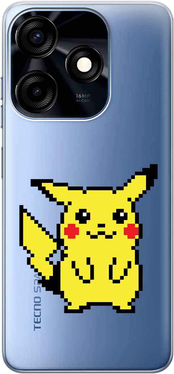 

Чехаол на Tecno Spark 10C "Pixel Pikachu" прозрачный, Прозрачный;желтый;красный, 159587