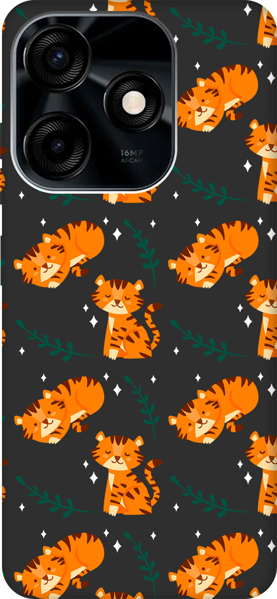 

Матовый Soft Touch Чехол на Tecno Spark 10C "Tigers" черный, Черный;белый, 159589